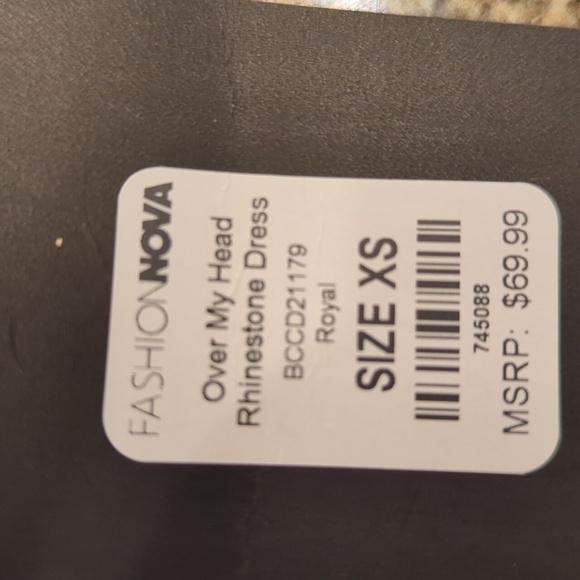 Fashion Nova over My Head sapphire  rhinestone fringe Hem sexy dress NWT. Sz XS - Picture 8 of 10